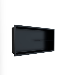 Fusion - Shower Niche with Half Shelf Stainless Steel Black 12" x 24"